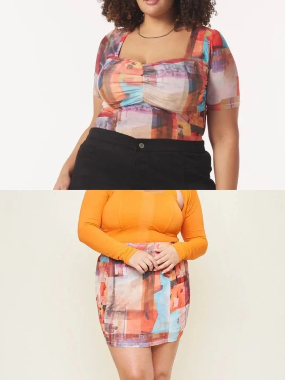 What Lo Wants Set Hailey Skirt & Audrey Top in Sicily Mesh Print size 2X/3X